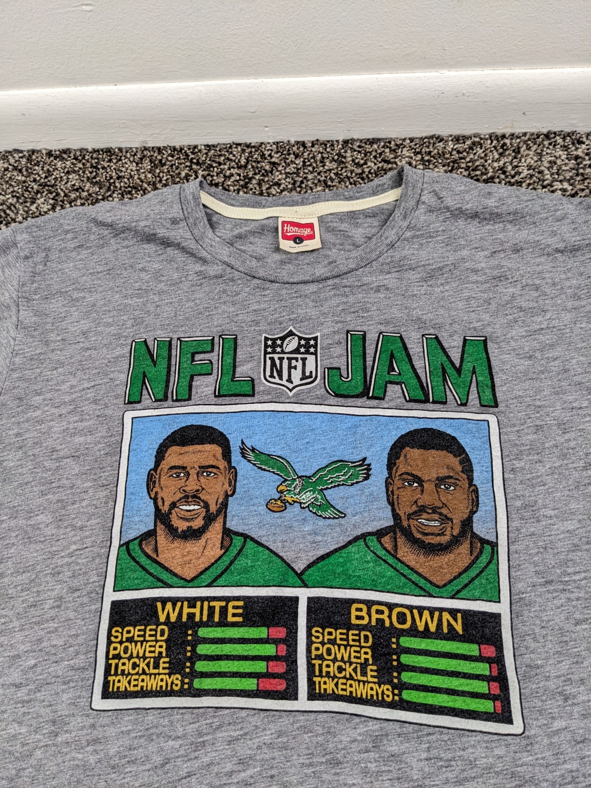 Philadelphia Eagles Reggie White Jerome Brown Shirt Homage Vintage Logo Mens L