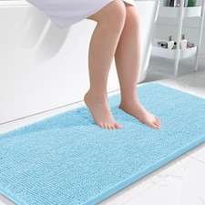 OLANLY Large Bathroom Rugs 50x30, Extra Soft Absorbent 50" X 30", Sky Blue