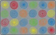 Flagship Carpets Circles Educational Area Rug for Kids Seating 7'6" x 12' Grey
