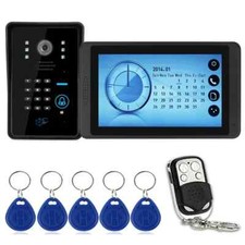 Kit de sonnette vidéo filaire 7 pouces interphone Télécommande ID CARD prise UE