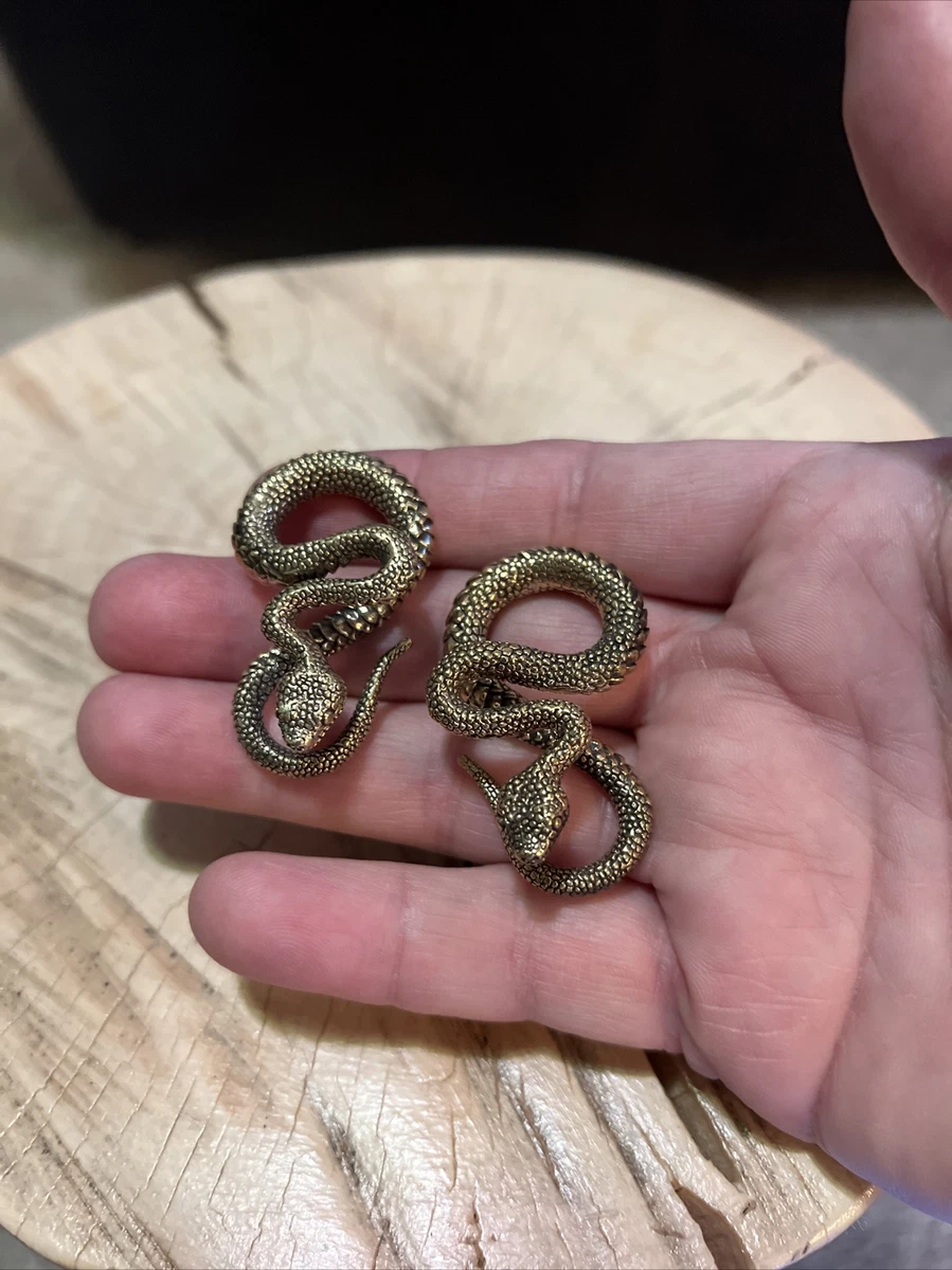 PAIR 2g VIPER BRASS EAR WEIGHTS PLUGS EARRINGS GAUGES TALONS SNAKE