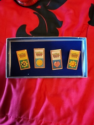 Vintage 1999 Kanto Pokémon League Gym Badges Pin Set Lot Of 4 Used   *Revised*