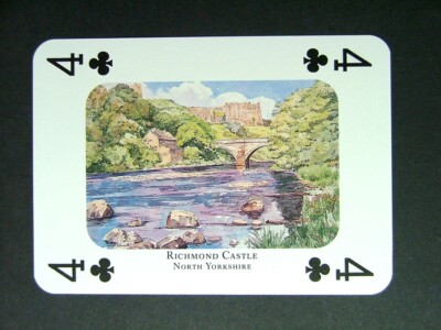 1 x Spielkarte Maler M C Smith Richmond Castle North Yorkshire 4 of Clubs