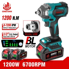 1200Nm Cordless Impact Wrench 1/2" High Torque Brushless Drill With Battery