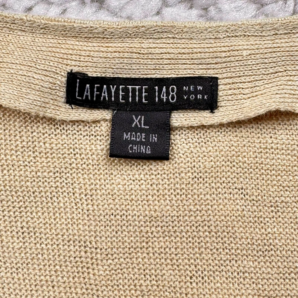 Lafayette 148 New York Linen Pleated Sleeveless Blouse Tan Beige Womens XL - Image 3 of 4