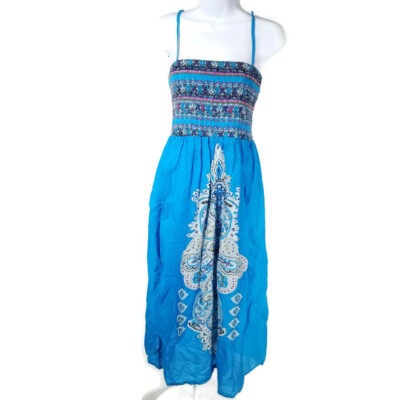 Fun & Flirt Convertible Strapless Maxi Dress Womens XL Turquoise Paisley  Lined | eBay