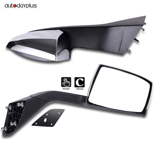 Truck Hood Mirrors 82361058 82361059 Pair For Volvo Chrome Vn Vnl Mounting Plate