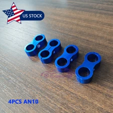 4PCS AN10 Blue Hose Separator Clamp Bracket Adapter 10AN for Oil Fuel Line