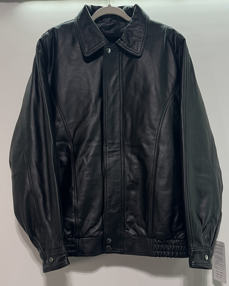 Men's Vintage Leather Brand Black Lined Jacket Coat NWT XXL