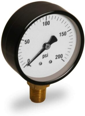 Supply Giant S1524-1 Pressure Gauge, 160 PSI, Black,1/4'' in NPT Male Thread USA