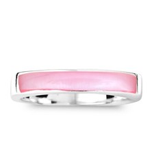 Rectangular Bar Pink Mother of Pearl Inlay Sterling Silver Ring-8