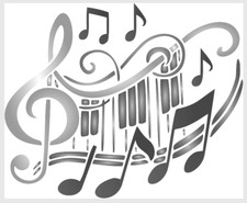 8"x9.5" Clear Plastic Stencil - Music Notes SA996   