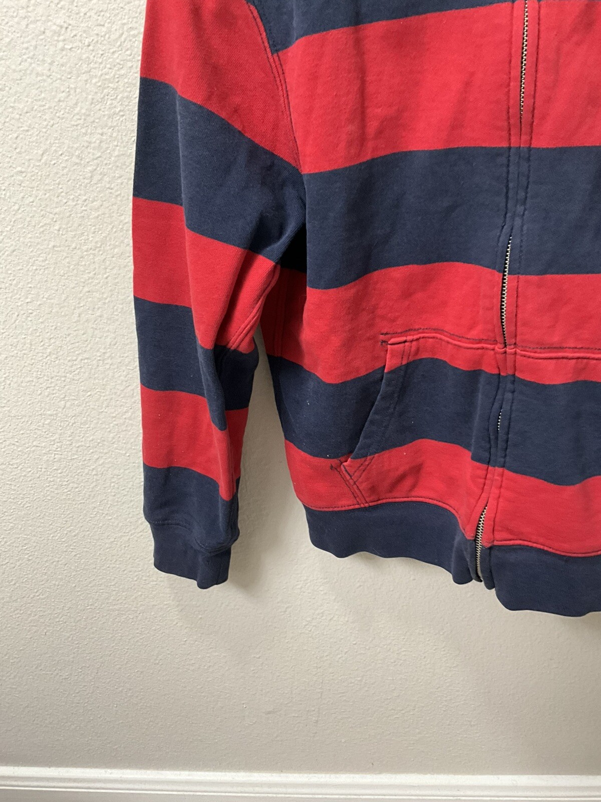 Polo Ralph Lauren ragazzo full zip felpa con cappuccio rosso navy a righe Big Pony M 10 12