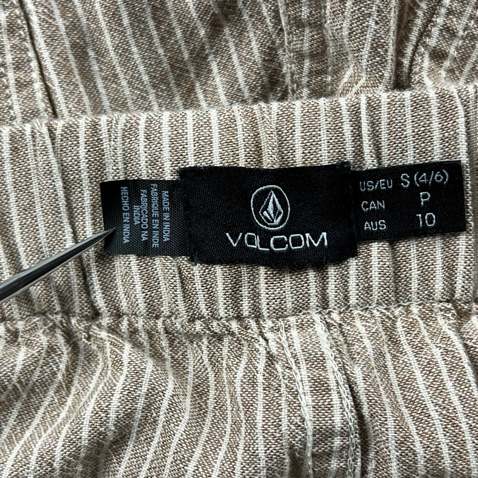 Volcom Shorts Womens Small Beige White Striped Casual Mid Rise Walking Beach - Image 4 of 4