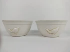 Vintage McCoy Nesting Mixing Bowl Pottery Embossed Goose USA 2106 Set of 2 Ivory