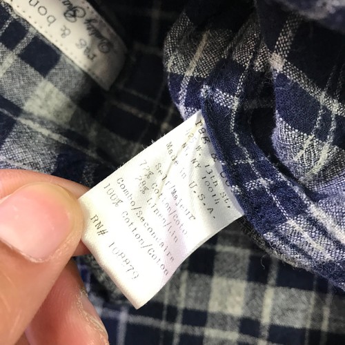 Rag & Bone Shirt Mens Medium Button Up Blue Beige Plaid Linen Casual - Picture 6 of 13