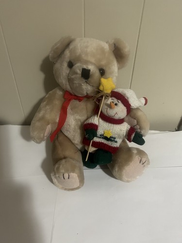 Oso de peluche de felpa vintage articulado con muñeco de nieve adjunto - Imagen 11 de 15