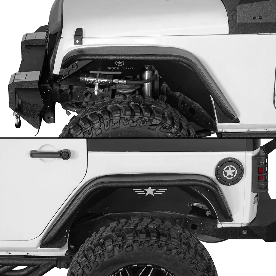 Jeep Wrangler JK 2007-2018 tubo guardabarros delantero trasero llamaradas conductor pasajero Foto 3 de 4