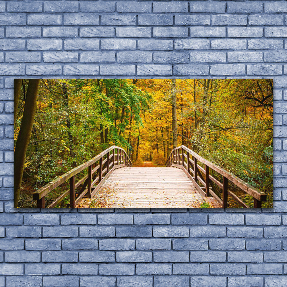 Tableau forêt et pont impression sur toile 140x70 cm pour décoration murale