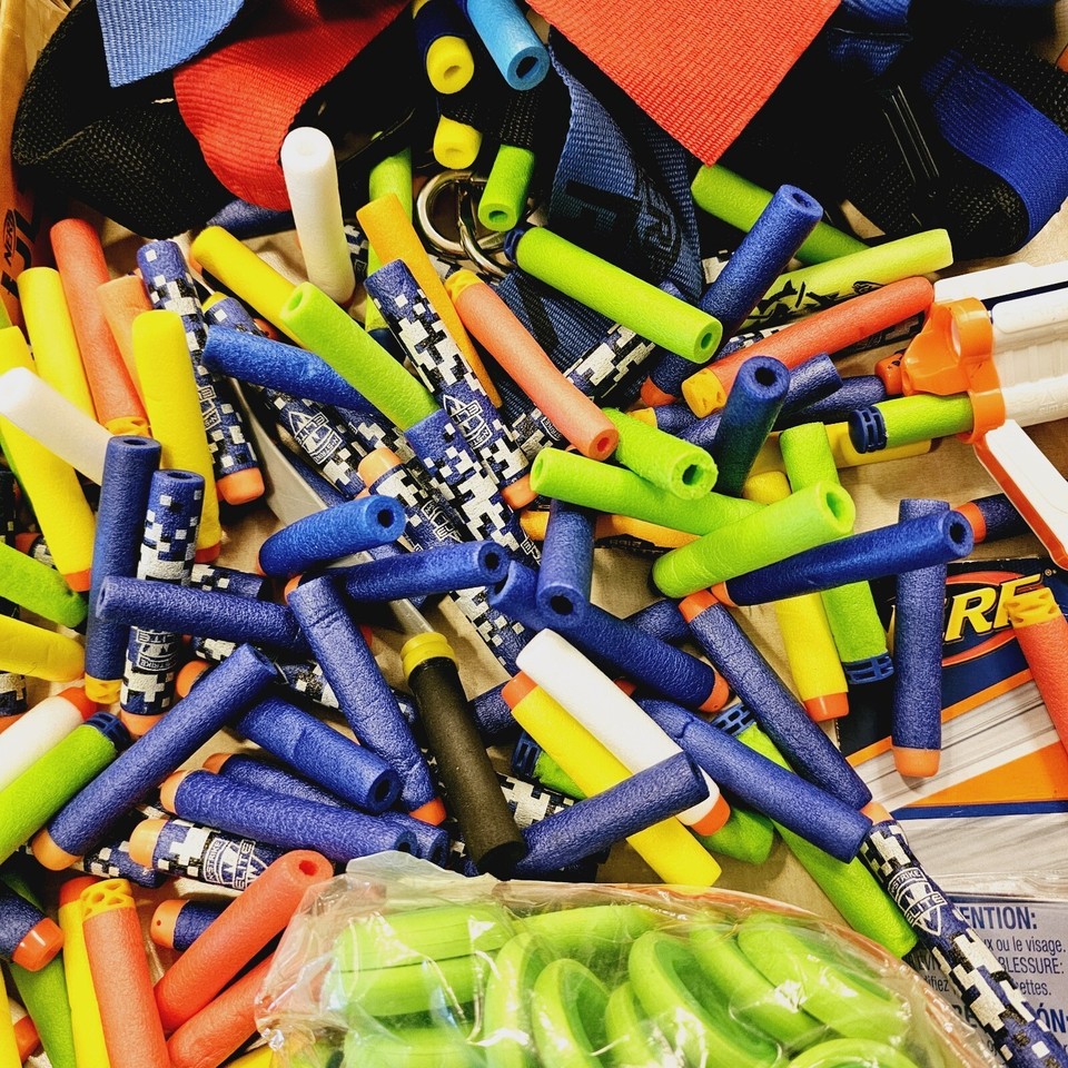 NERF Gun Ammo Lot Foam Darts Disc Elite Ultra Magazines Belts Hasbro ...