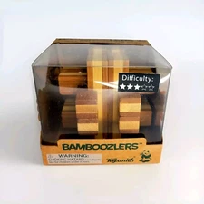 Toysmith Bamboozlers Brain Teaser Bamboo Wood Puzzle Difficulty Level 3 for 8+