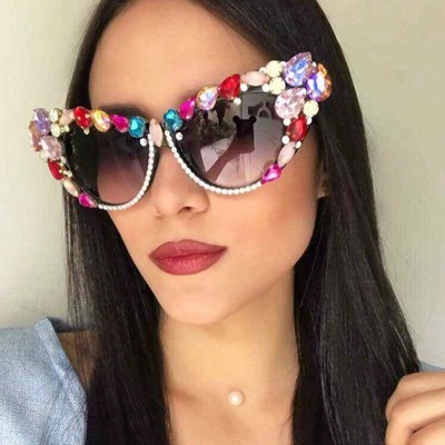 Super fun crystal cat eye sunglasses Amazon.com: willochra 3Pack Luxury cute Colorful Diamond  main image 3