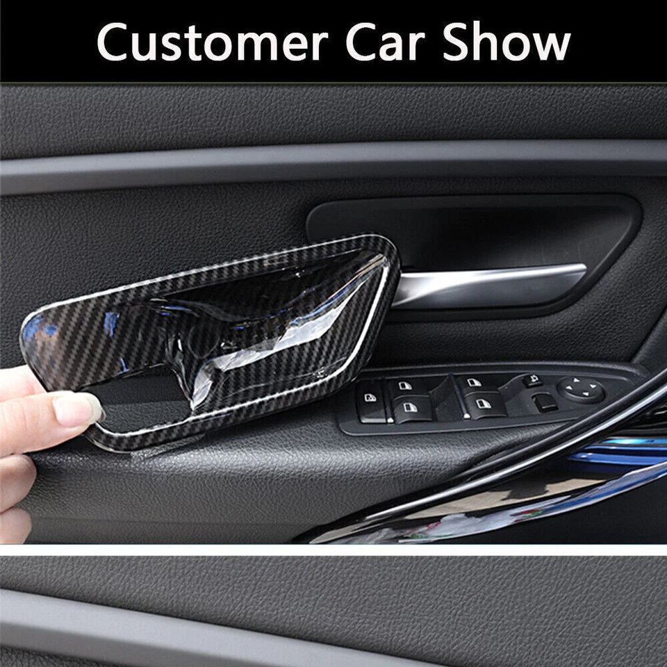 Cubierta de cuenco de manija de puerta interior 4 piezas para BMW serie 3 4 F30 F34 3GT aspecto de carbono Foto 4 de 4