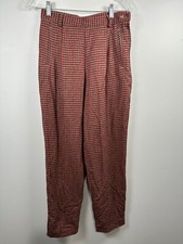 Vintage Esprit Womens Pants High Waist 9/10 Plaid Red Lined Tapered Pleated NEW