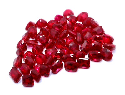 Natural 100 Ct Red Ruby 8-10 Pc Certified Mix Cut Loose Gemstone Lot