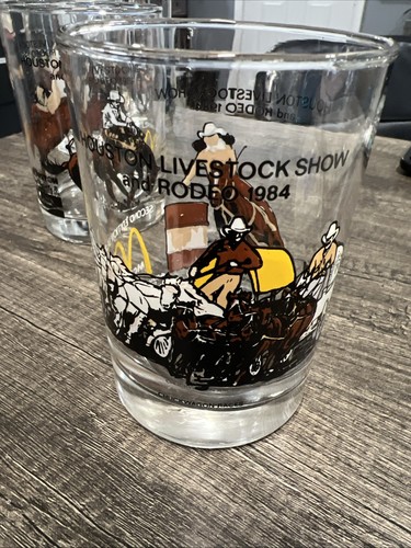 Houston Livestock Show Rodeo ︱1984 ︱Set of 5 Glasses ︱Coke︱McDonalds︱Vintage - Picture 5 of 8