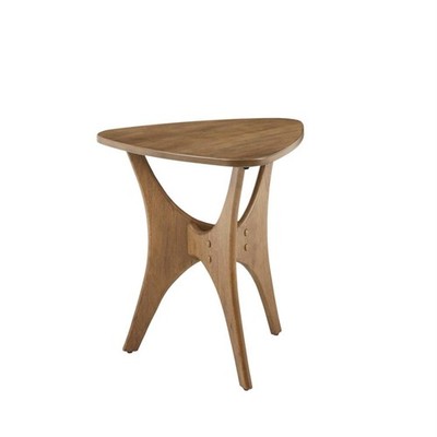 Blaze Triangle Wood Triangle Sofa Table Plywood with Wood Veneer Legs, Mid-Ce...