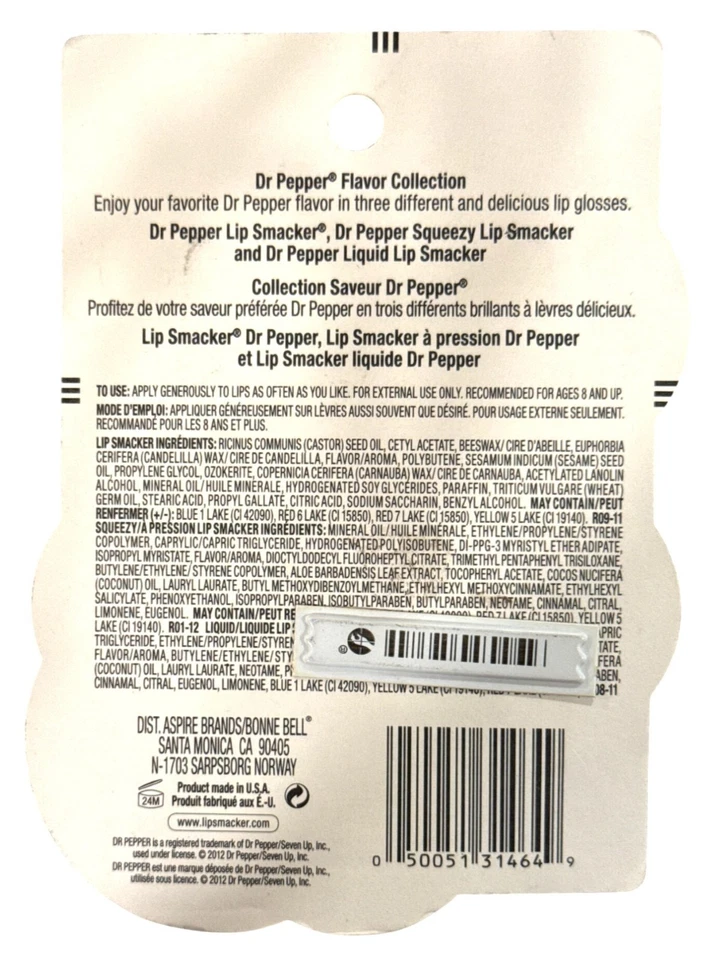 2012 3pc Set Bonne Bell/Lip Smacker DR. PEPPER TRIO Balm +Squeezy & Wand Glosses - Image 4 of 4