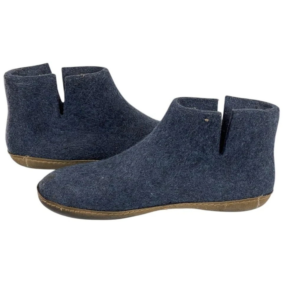 Glerups Hombre Talla 47-13 Azul Denim 100% Fieltro Lana Gruesa Zapatillas Botas Foto 3 de 4