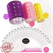 37 Pc Thermal Hair Rollers 3 Sizes Random Color Self Grip Clips