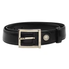 BVLGARI BULGARI Logo Leather Belt Black SHW Men 29.6-33.6" F310