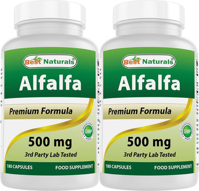 Best Naturals Alfafa 3 Pk Green Super Food Nutrition Health 500 mg 180 Capsules