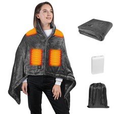 Cordless Heated Shawl with 10000mAh Power Bank - Wearable Heated Blanket with...