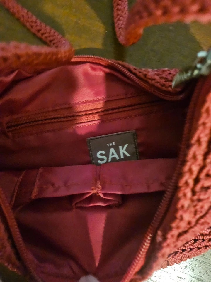 The Sak Brick Red Crochet Woven Shoulder bag Small Hobo Bag - Image 4 of 4