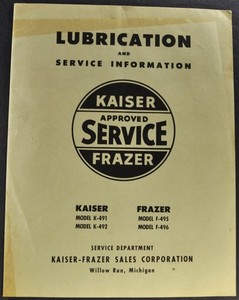 1949 Kaiser Frazer Lubrication Service Brochure Sedan Manhattan Nice Original 49