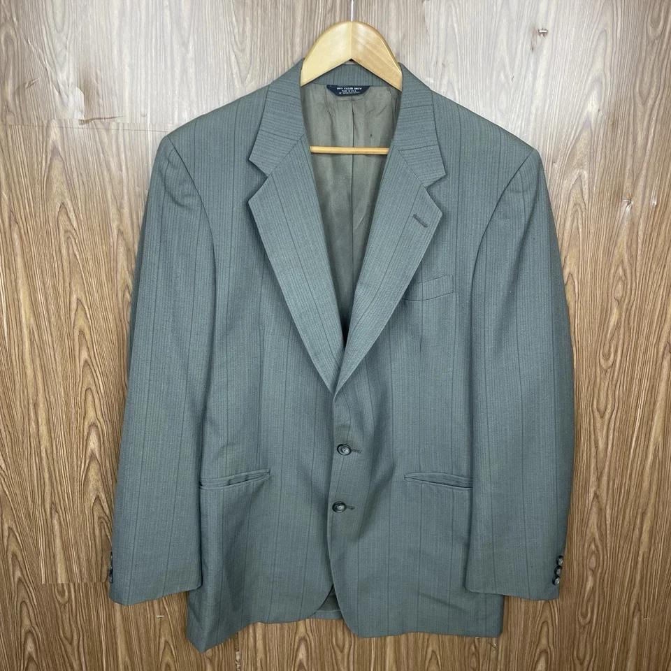 Traje Kuppeheimer 2 Piezas Para Hombre 40L 36x30 Verde Multicolor Rayas Lana Hecho en EE. UU. Foto 3 de 4