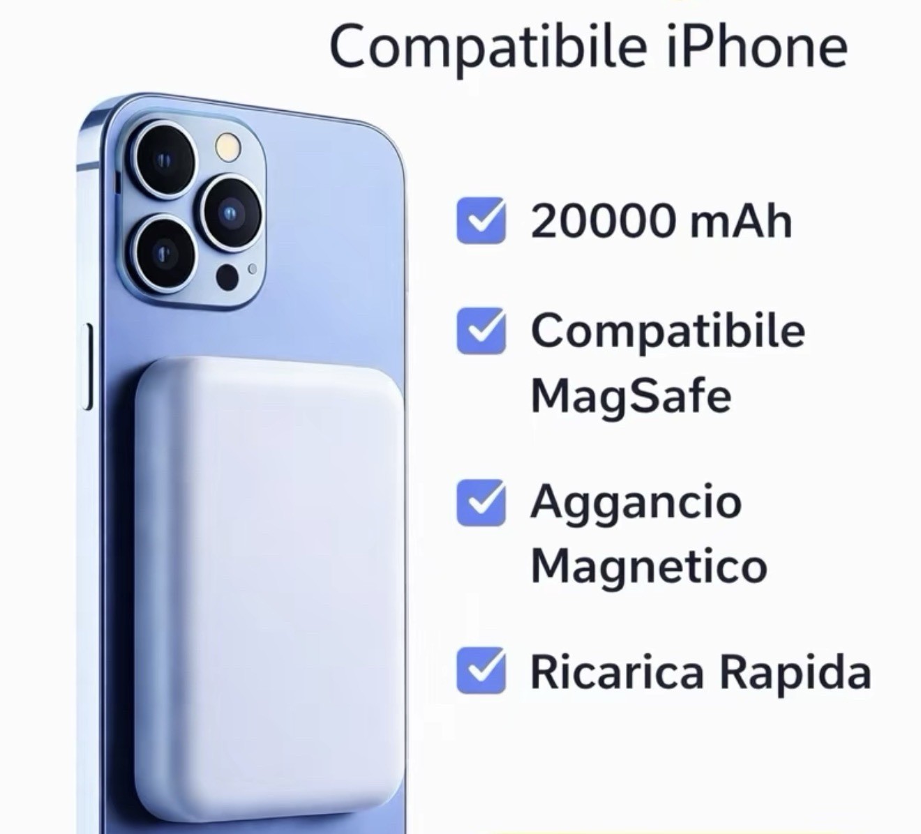Power Bank MagSafe Battery Pack 20000 mAh Bianco