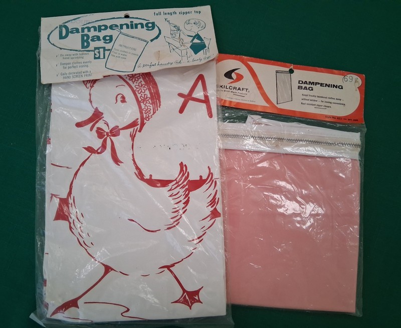 2 Vintage Laundry Dampening Bags 1960s Duck zipper tops NIP NOS 