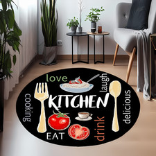 140cm 140cmFlannel round living room Mat, one centimeter thick, black background