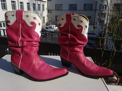BUFFALO 12105 Damen Cowboy Stiefel Boots Goodyear Leder Rosa Mexico Gr.39 f.Neuw