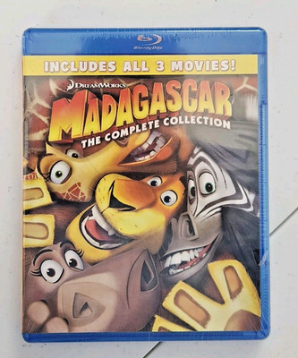 NEW Sealed Dream Works MADAGASCAR Complete Collection 3 Discs - Blu-Ray