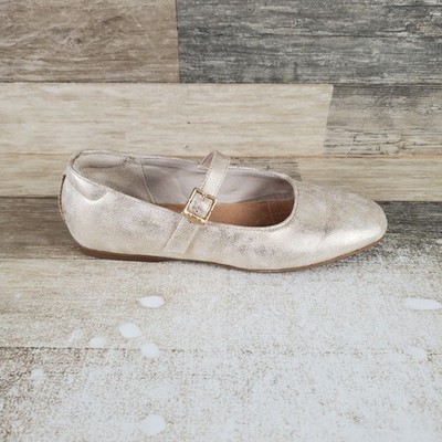 Dr Scholls Wexley Womens Jane Mary Ballet Flat Sz 7.5 M Light Gold Buckle