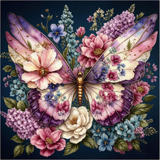 Flower Butterfly Paint by Numbers Kit for Adults Beginner, Flower Butterfly Acry