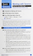 Working With Sources Using MLA Quick Reference Card - Cards - GOOD