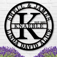 Personalized Last Name Metal Sign, Wedding Decor, Family Name Monogram Metal Art