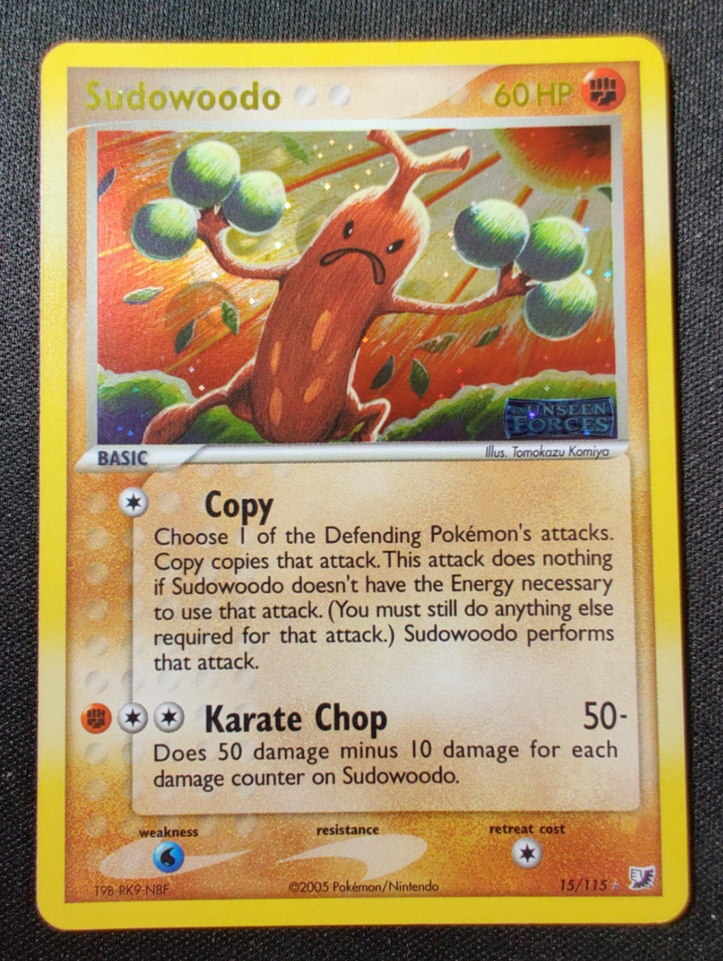 2005 Pokemon EX Unseen Forces Sudowoodo #15/115 Reverse Holo Foil Stamped LP/NM